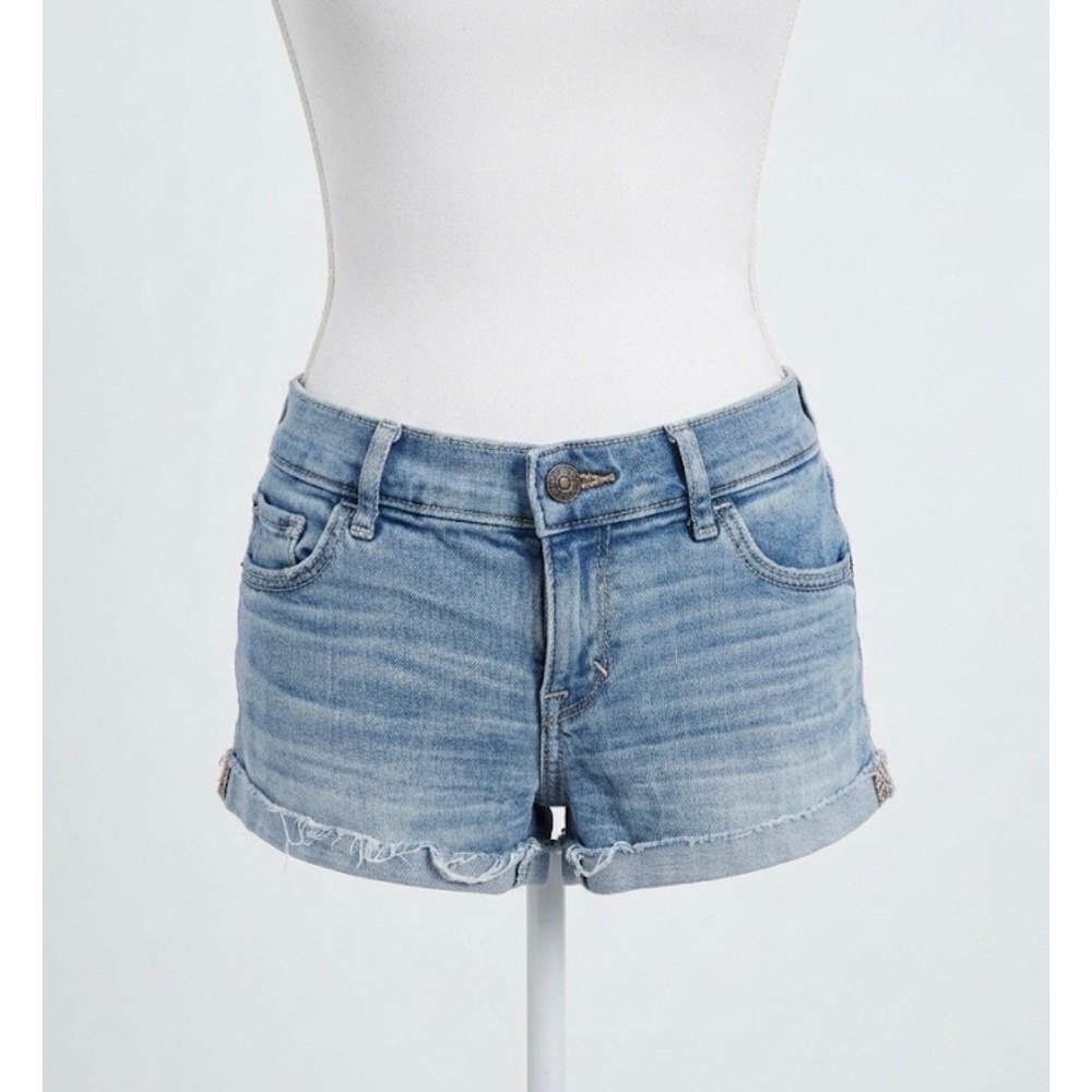 Y2K Abercrombie & Fitch Micro Mini Denim Shorts Size 00 Distressed Cutoffs